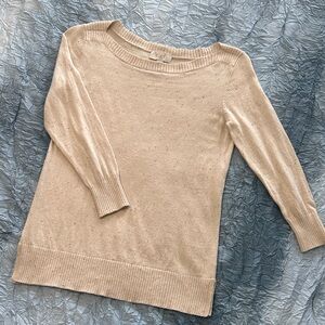 140. LOFT Women's Beige Crew Neck Sweater